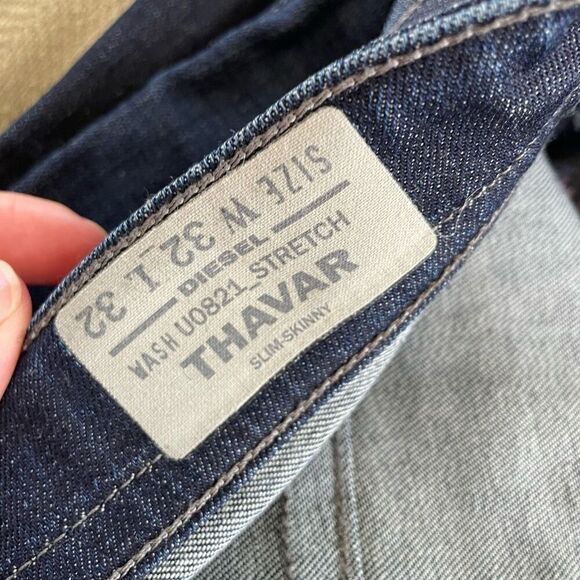 Diesel Thavar Ripped Wash U0821 Stretch Distressed Slim Skinny 32x32 - Picture 10 of 12